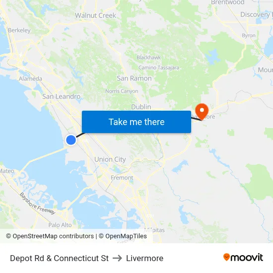 Depot Rd & Connecticut St to Livermore map