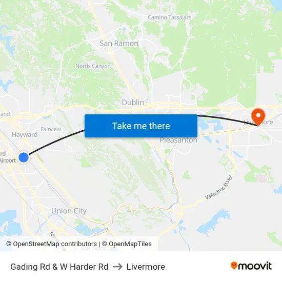 Gading Rd & W Harder Rd to Livermore map