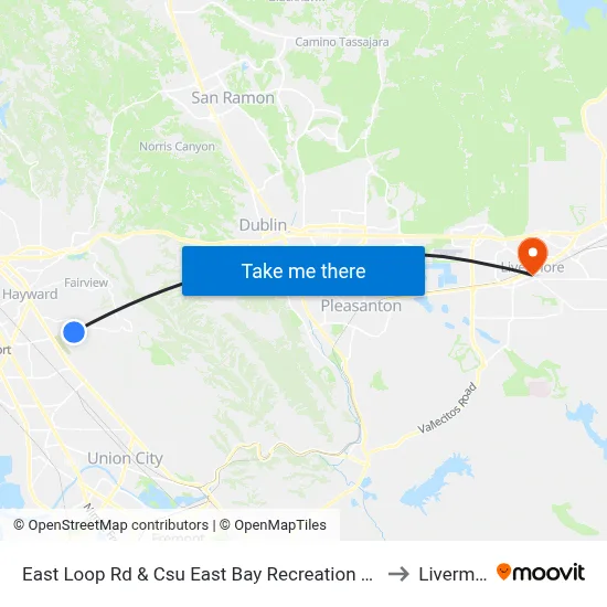 East Loop Rd & Csu East Bay Recreation & Wellness to Livermore map