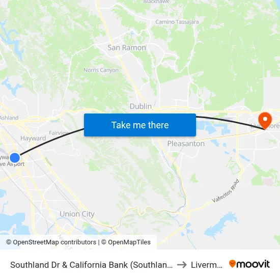 Southland Dr & California Bank  (Southland Mall) to Livermore map