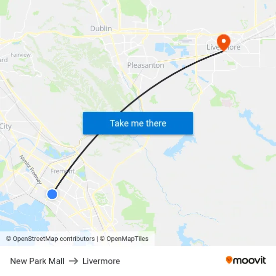 New Park Mall to Livermore map