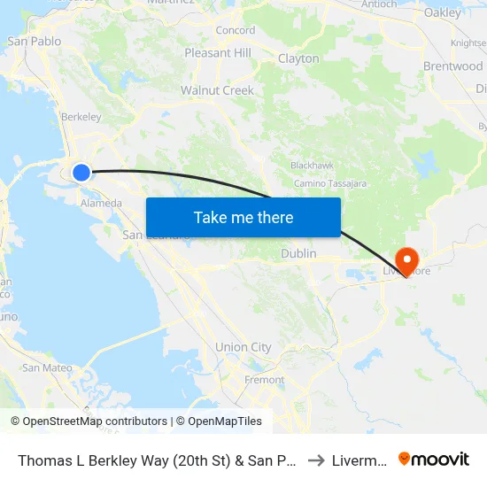 Thomas L Berkley Way (20th St) & San Pablo Av to Livermore map