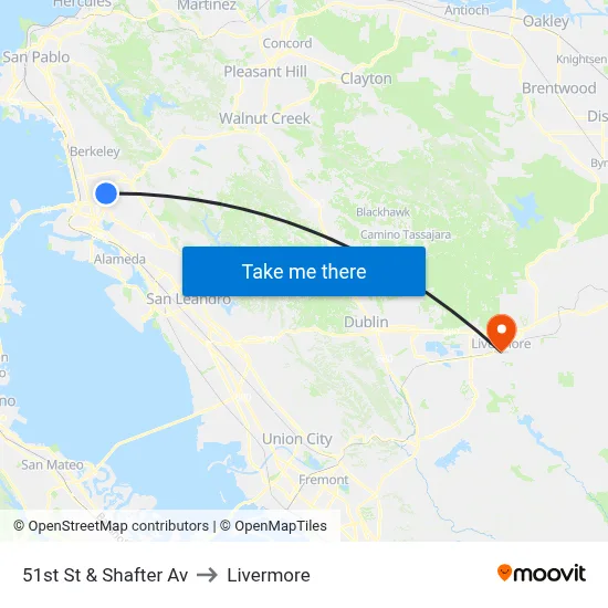51st St & Shafter Av to Livermore map