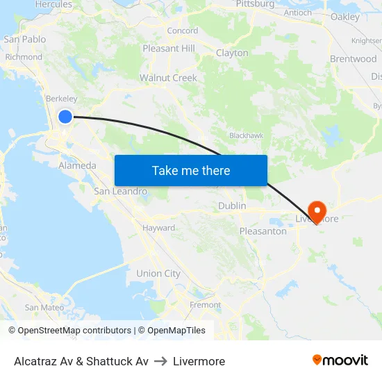 Alcatraz Av & Shattuck Av to Livermore map