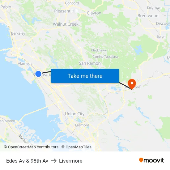 Edes Av & 98th Av to Livermore map