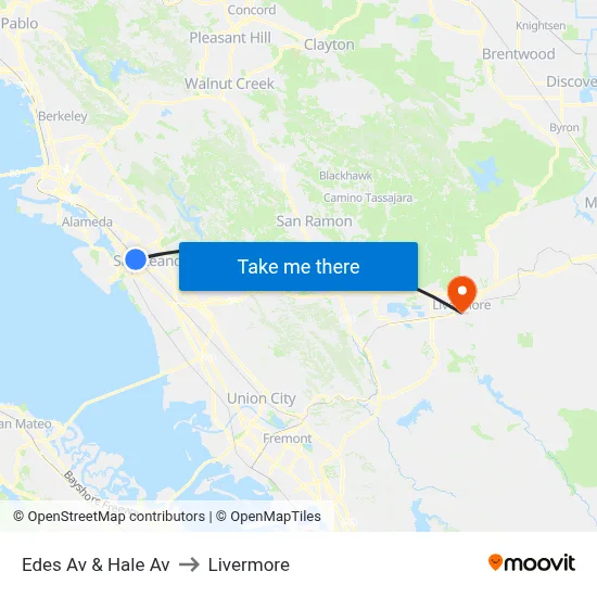 Edes Av & Hale Av to Livermore map