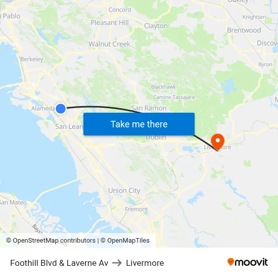 Foothill Blvd & Laverne Av to Livermore map