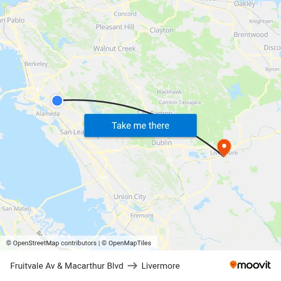Fruitvale Av & Macarthur Blvd to Livermore map