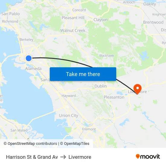 Harrison St & Grand Av to Livermore map