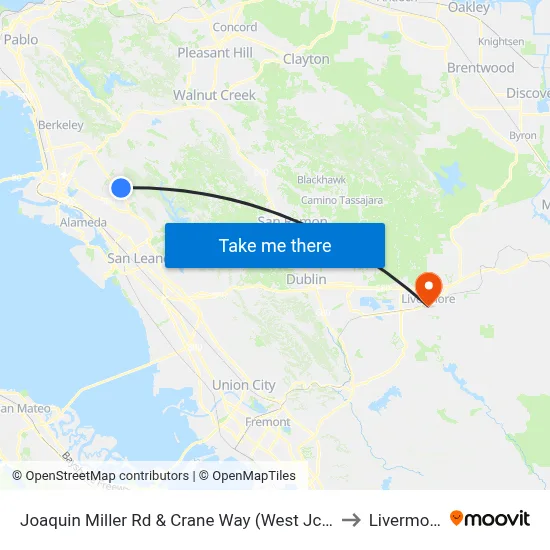 Joaquin Miller Rd & Crane Way (West Jctn) to Livermore map
