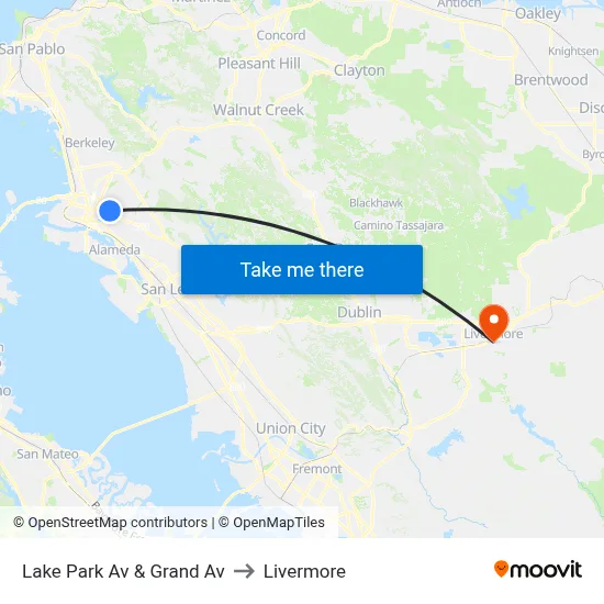 Lake Park Av & Grand Av to Livermore map