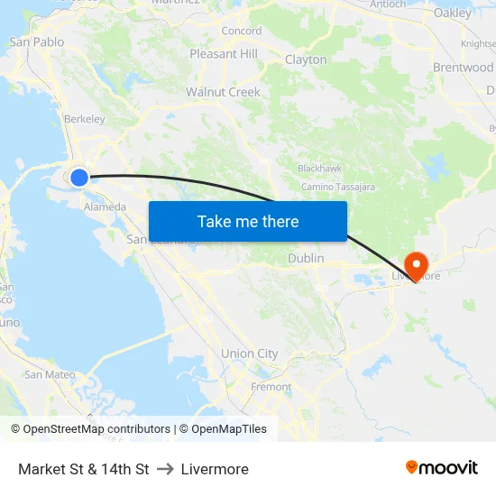 Market St & 14th St to Livermore map