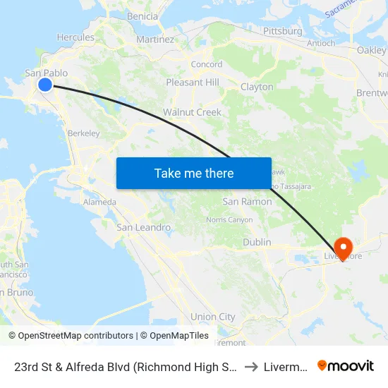 23rd St & Alfreda Blvd (Richmond High School) to Livermore map