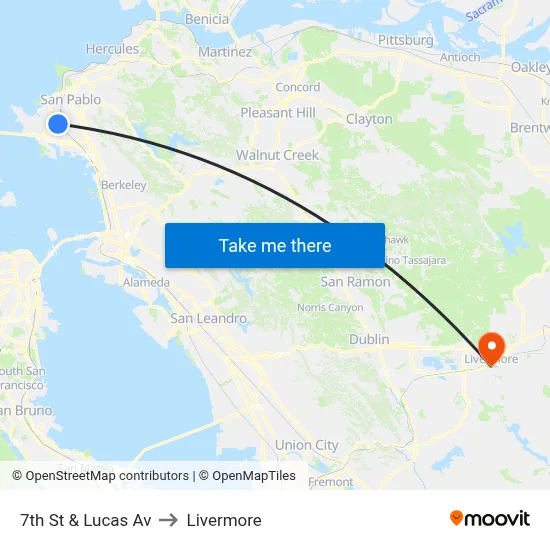7th St & Lucas Av to Livermore map