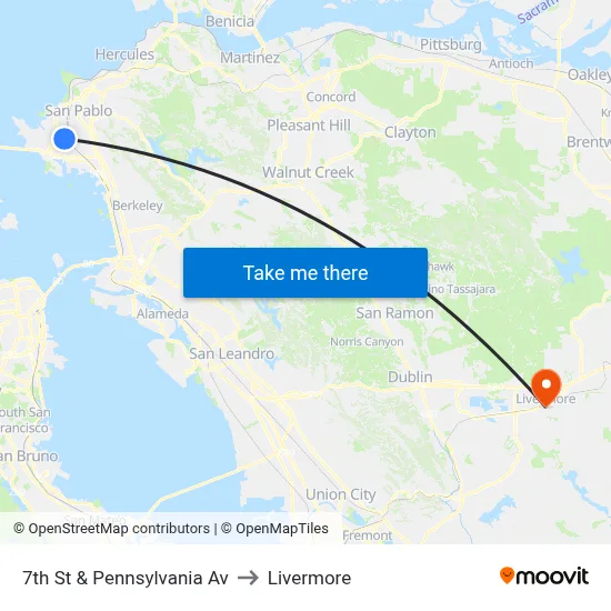 7th St & Pennsylvania Av to Livermore map