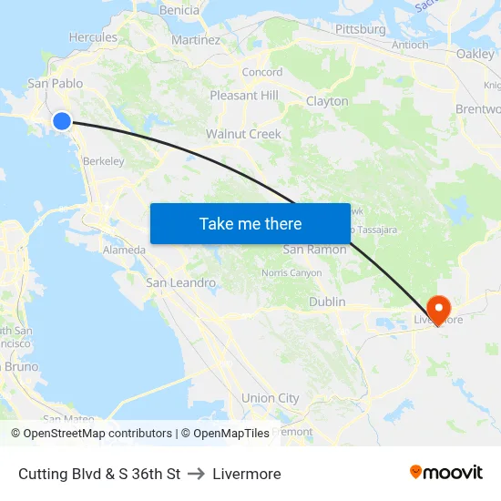 Cutting Blvd & S 36th St to Livermore map