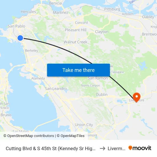 Cutting Blvd & S 45th St (Kennedy Sr High School) to Livermore map