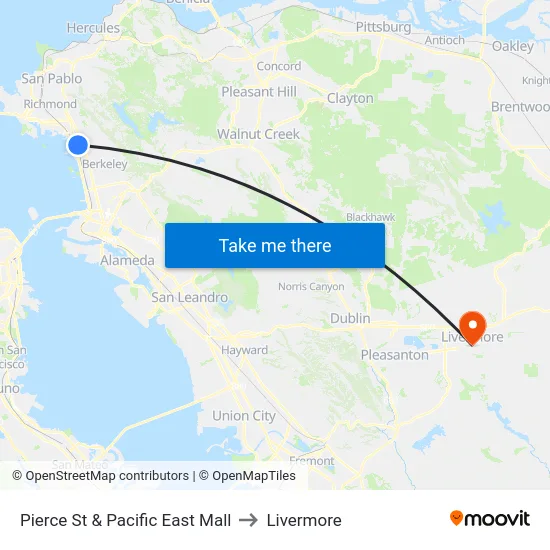 Pierce St & Pacific East Mall to Livermore map