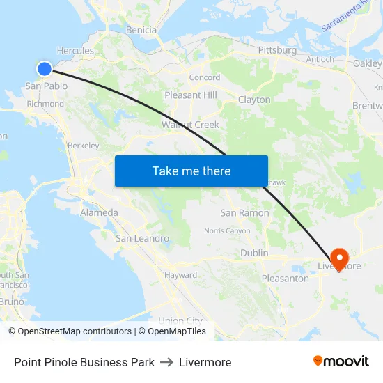 Point Pinole Business Park to Livermore map