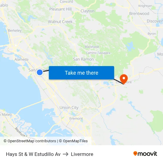 Hays St & W Estudillo Av to Livermore map