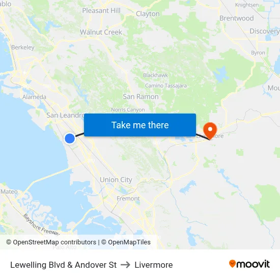 Lewelling Blvd & Andover St to Livermore map