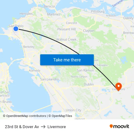 23rd St & Dover Av to Livermore map
