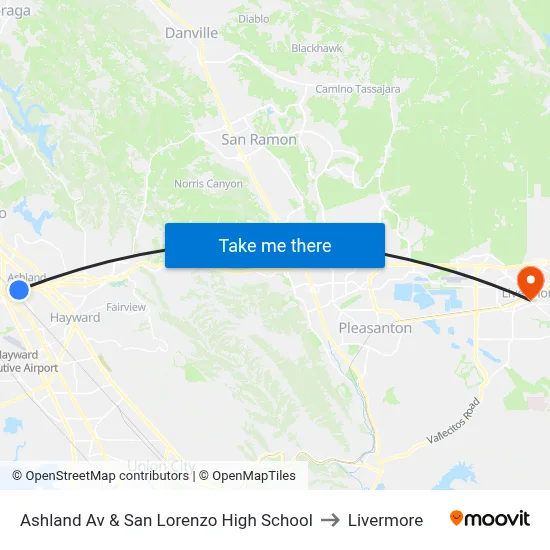 Ashland Av & San Lorenzo High School to Livermore map