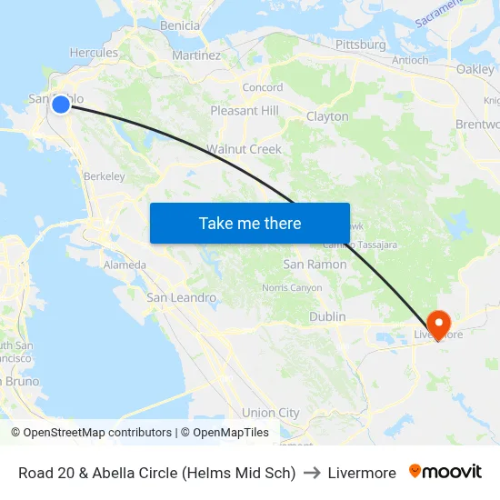 Road 20 & Abella Circle (Helms Mid Sch) to Livermore map