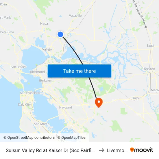 Suisun Valley Rd at Kaiser Dr (Scc Fairfield) to Livermore map