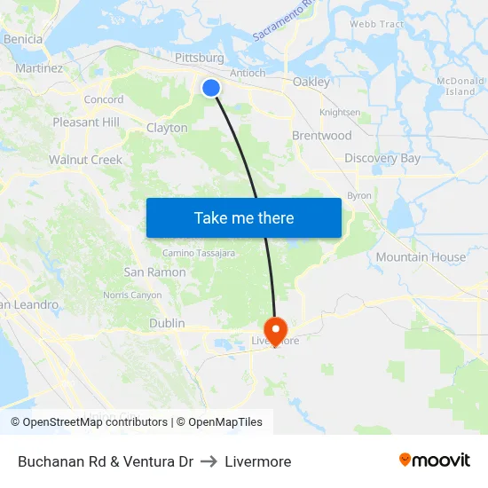 Buchanan Rd & Ventura Dr to Livermore map