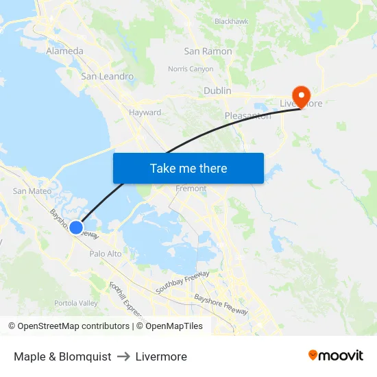 Maple & Blomquist to Livermore map
