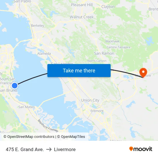 475 E. Grand Ave. to Livermore map