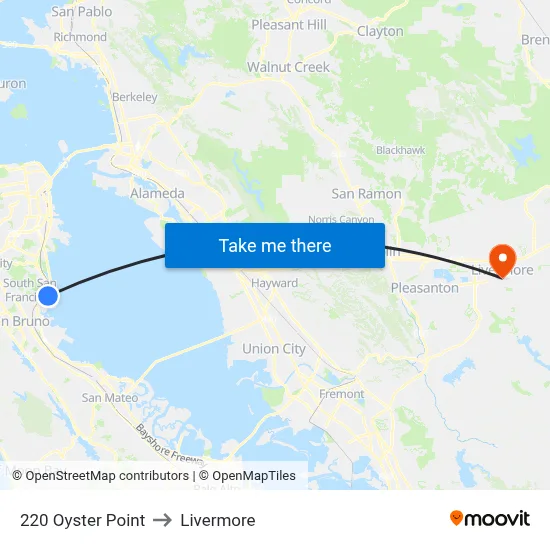 220 Oyster Point to Livermore map