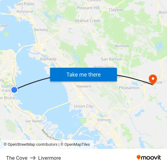 The Cove to Livermore map