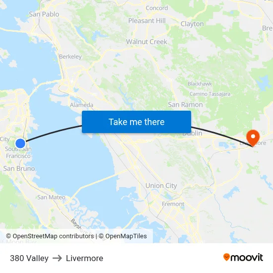380 Valley to Livermore map