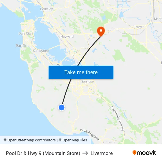 Pool Dr & Hwy 9 (Mountain Store) to Livermore map