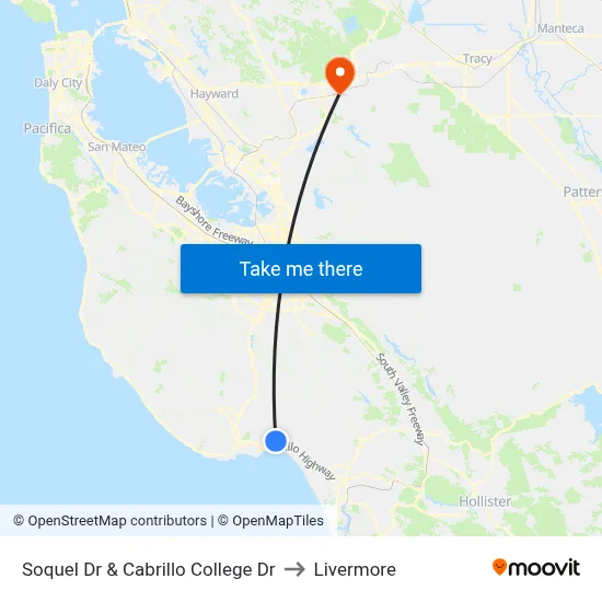 Soquel Dr & Cabrillo College Dr to Livermore map