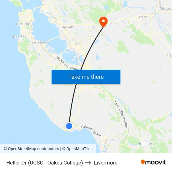 Heller Dr (UCSC - Oakes College) to Livermore map