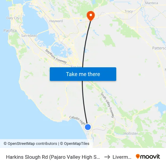 Harkins Slough Rd (Pajaro Valley High School) to Livermore map