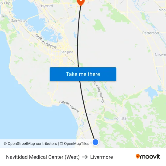 Navitidad Medical Center (West) to Livermore map