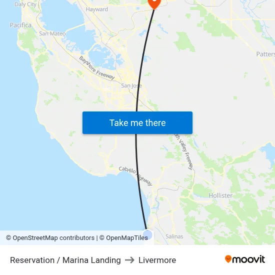 Reservation /  Marina Landing to Livermore map