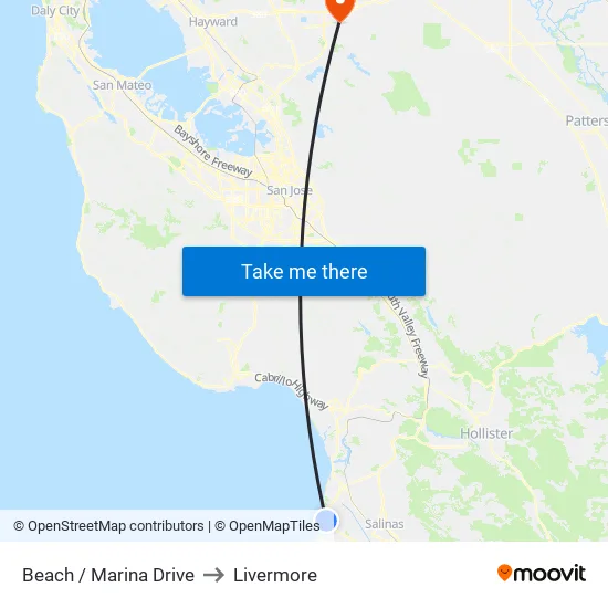 Beach / Marina Drive to Livermore map