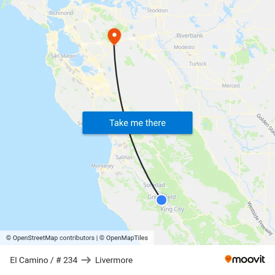 El Camino / # 234 to Livermore map