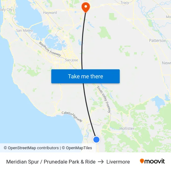 Meridian Spur / Prunedale Park & Ride to Livermore map