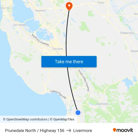 Prunedale North /  Highway 156 to Livermore map