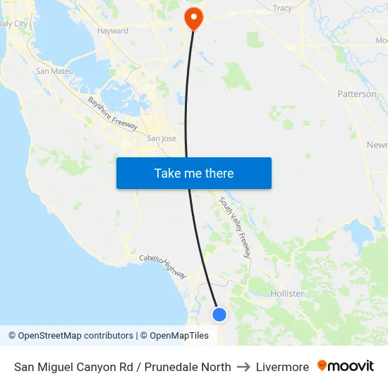San Miguel Canyon Rd /  Prunedale North to Livermore map