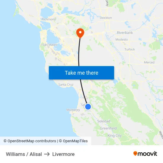 Williams /  Alisal to Livermore map