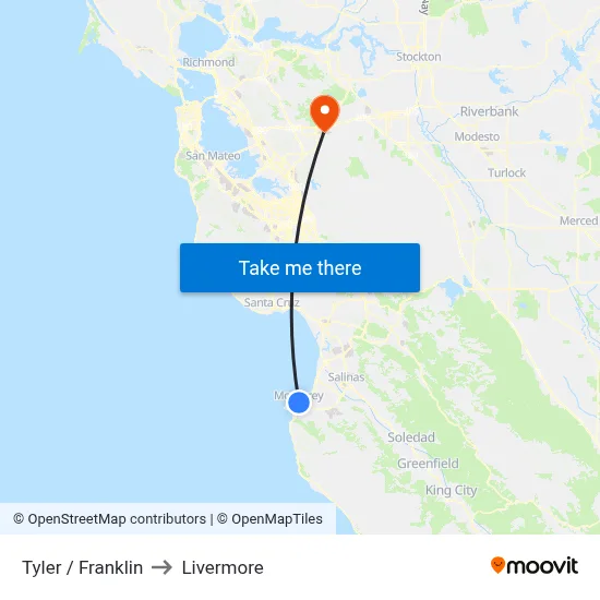 Tyler /  Franklin to Livermore map