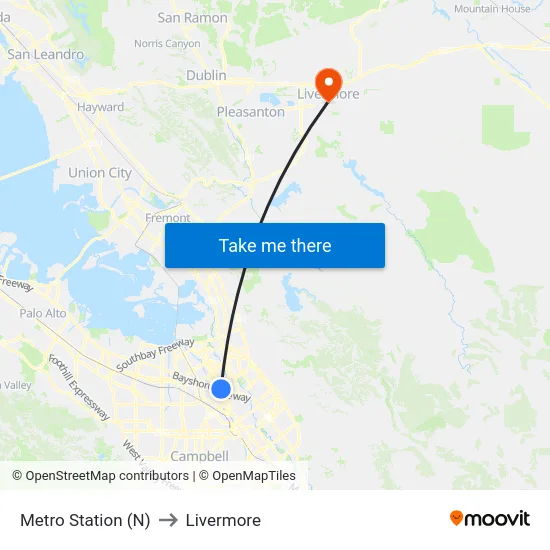Metro Station (N) to Livermore map