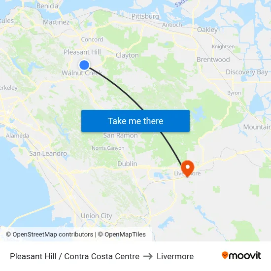 Pleasant Hill / Contra Costa Centre to Livermore map